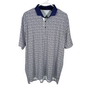 Greyson Golf Polo Shirt Novelty Stag Elk Print Mens Large White Navy Red Preppy